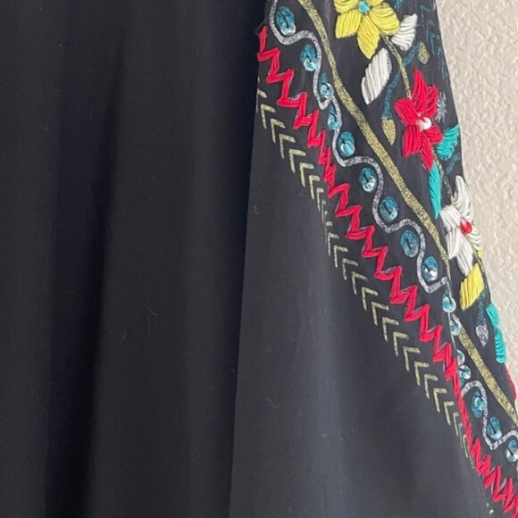 DOUBLE D RANCH Black Embroidered Poncho Top: NWOT! Fits Small-Large: Marked XS - Picture 5 of 7